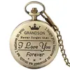 Comercio exterior transfronterizo venta caliente al contado PARA MI HIJO grabado vintage conmemorativo de cuarzo regalo reloj de bolsillo redondo al por mayor