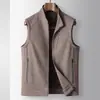 Colete de plumas masculino para outono e inverno, gola alta, lã acetato, versão com zíper, 90% pluma de ganso branco, jaqueta quente sem mangas para homens jovens e de meia-idade