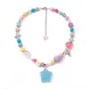 Collar de Parche de Abalorios Estilo Dopamina de Verano en Colores Caramelo, Accesorio de Moda Dulce y Fresco para Chicas Calientes, Colgante Versátil de Estrella Azul