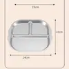 Plato Dividido de Acero Inoxidable para Estudiantes, Plato de Almuerzo de Grado Alimenticio con Tres Compartimentos, Plato Redondo para Pérdida de Peso, Control de Porciones y Uso en Casa