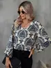 Camisa Estampada Decote V Elegante Manga Longa Nova Amazon TEMU 2024