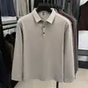 Camisa polo de lana y seda para hombre, nuevo modelo otoño 2026, manga larga, suave y cómoda, camiseta interior para hombre al por mayor
