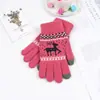 Guantes de lana de punto cálidos para mujer estilo coreano otoño e invierno, pantalla táctil, moda, estampado de alce, estilo pareja navideña, adulto