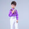 Roupas festivas de Ano Novo para crianças, meninos, florista, vestido de apresentador, vestido de coro, terno de manga longa com lantejoulas, roupas de performance