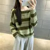 Suéter de Punto a Rayas con Cuello Redondo para Mujer Otoño, Prenda Básica de Punto para Mujer, Nuevo Top de Estilo Holgado Perezoso Otoño 2026