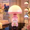 Lámpara de mesa de medusa de animalito linda de dibujos animados rosa, lámpara de mesita de noche para dormitorio, luz nocturna con ambiente femenino, adorno de decoración de escritorio