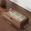 Flor de Begonia Joyería de Vidrio Caja de Joyería de Madera Maciza Caja de Madera Compartimentada con Tapa abatible Caja de Almacenamiento Retro a Prueba de Polvo para Escritorio