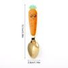Cuchara tenedor de zanahoria de acero inoxidable 304 con dibujos animados creativos para niños, con mango de PP, para comer al bebé, disponible en stock
