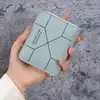 Nueva Cartera para Mujer Corta Simple Bolso para Tarjetas Billetera de Verano Transfronteriza Geométrica con Cremallera Monedero