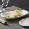 Prato de Peixe com Padrão de Pedra de Fábrica Prato para Peixe Cozido Prato de Jantar Cerâmico Criativo Distinto Louça Oval Prato de Sopa 12 Polegadas