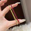 Pulsera de Tenis Vintage con Diamantes Rojos, Blancos y Amarillos, Joyería Elegante para Apilar, Pulsera de Diamante de Lujo Ligero de Nicho Regalo