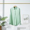 Nova Camisa de Seda Outono e Primavera Feminina Manga Longa Seda de Amora Elegante Casual Base Grande Cor Sólida Cardigan Para o Trabalho Dropshipping