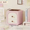 Caja de Almacenamiento de Escritorio con Cajón de Doble Capa Estilo Simple Colores Contrastantes Lindos Estudiante Papelería Cosméticos Almacenamiento Estante Organizador