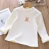 Ropa de Invierno para Niñas Camiseta Bebé Elegante Personalidad Infantil Marca de Moda Engrosada Mono Forro Polar Ribete de Encaje Camiseta Base de Dibujos Animados