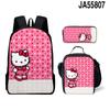 3D Nuevo HelloKitty Lindo Hello Kitty Mochila Lonchera Estuche de Lápices Tres Piezas Mochila Escolar para Estudiante