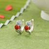 Joyería Yuebao Plata Esterlina S925 Nanhong Retro Antiguo Simple Línea Redonda Aretes de Cuentas Estilo Étnico Elegante Clip de Plata para la Oreja