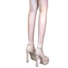 Zapatos de tacón de plataforma gruesa, impermeables, de charol, elegantes, de una sola tira, de punta redonda, tacones súper altos de moda para mujer, modelo nuevo de verano 2026