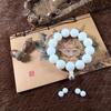 Jade blanco natural raíz de bodhi cuentas redondas grandes colgante de loto tallado accesorios para hombres y mujeres pareja pulsera de cuentas de Buda para llevar en la mano