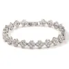 Pulseira Colorida de Pedra Preciosa Flor de Trevo de Quatro Folhas Transfronteiriça Europeia e Americana, Fashionável e Versátil, Luxo Leve com um Toque de Alto Padrão, Pulseira de Cobre Cravejada com Zircônia de Diamante Completo