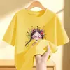 2587 # Camiseta para Niña Manga Corta Algodón Puro Verano 2025 Ropa Nueva de Verano Bonita Tallas Medianas y Grandes Tops para Niños Versátil