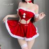 Chica hada lencería sexy camisa roja de Navidad uniforme seductor conejito sexy pasión ropa de Año Nuevo S25