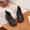 Invierno Nuevo Estilo 2026 Botas de Cuero para Niña Zapatos de Princesa Suela Suave Lazo Dulce de Ballet Botines Cortos para Bebé Botas de Algodón