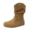 Botines apilados retro para mujer, 2026 nuevas botas versátiles de punta redonda y ajustadas para primavera y otoño, botas de moda versátiles de suela plana