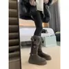 Primer Encuentro Temporada Suela Gruesa Forrados de Peluche Engrosados Cálidos Zapatos de Algodón Bota de Nieve hasta Media Pantorrilla Estilo Invierno para Mujer