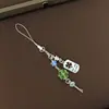 Cadena para Teléfono de Trébol de la Suerte, Llavero con Cuentas Frescas Estilo Bosque, Colgante de Bolsillo de Corazón Femenino, Colgante de Trébol de Cuatro Hojas