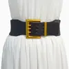 Cinturón de Mujer Estilo Nuevo Europeo y Americano Casual Estilo Retro Hebilla Decorativa de Metal Elástico Estiramiento Cintura Ancha con Abrigo En Stock