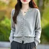 Novedad Otoño 2026 Top para Mujer Estilo Retro Francés Temperamento Ajuste Delgado Favorecedor Diseño Chic Tejido para Mujer