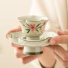 Juego de Taza y Platillo de Flor de Durazno Pintado a Mano con Pie Alto Cerámica Exquisita de Alta Gama Taza Maestra Personal para Té Taza de Té Juego de Té