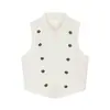 Transfronterizo 2026 Nuevo Verano Estilo Europeo y Americano Top sin Mangas con Cuello Halter Decorado con Botones 7763115 Blanco para Mujer