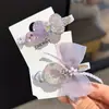 Pinza para el Cabello de Organza Morada Súper de Hada con Moño de Pedrería Brillante, Pasador de Moda para Niñas, Perfecto para Fijar el Flequillo