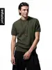 Ropa de Hombre Jiezhan Estilo Old Money Bloque de Color Cuello de Punto Manga Corta 2026 Verano Nuevo Retro Americano Commuting Camiseta de Color Sólido