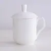 Taza de Té Blanca Creativa al por Mayor Hotel con Tapa Taza Publicidad Reunión Taza de Porcelana Hueso Oficina Taza con Tapa de Cerámica