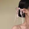 Pinza para el pelo de lazo de lirios del valle de satén rosa estilo ballet, accesorio para el cabello suave y elegante, adorno para el cabello con vibra femenina estilo coreano