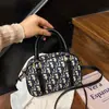 Bolso Cruzado de Hombro Único Jacquard de Sarga Estampado de Bolos D Brand, Bolso de Mano con Monograma para Mujer, Casual Versátil de Gran Capacidad