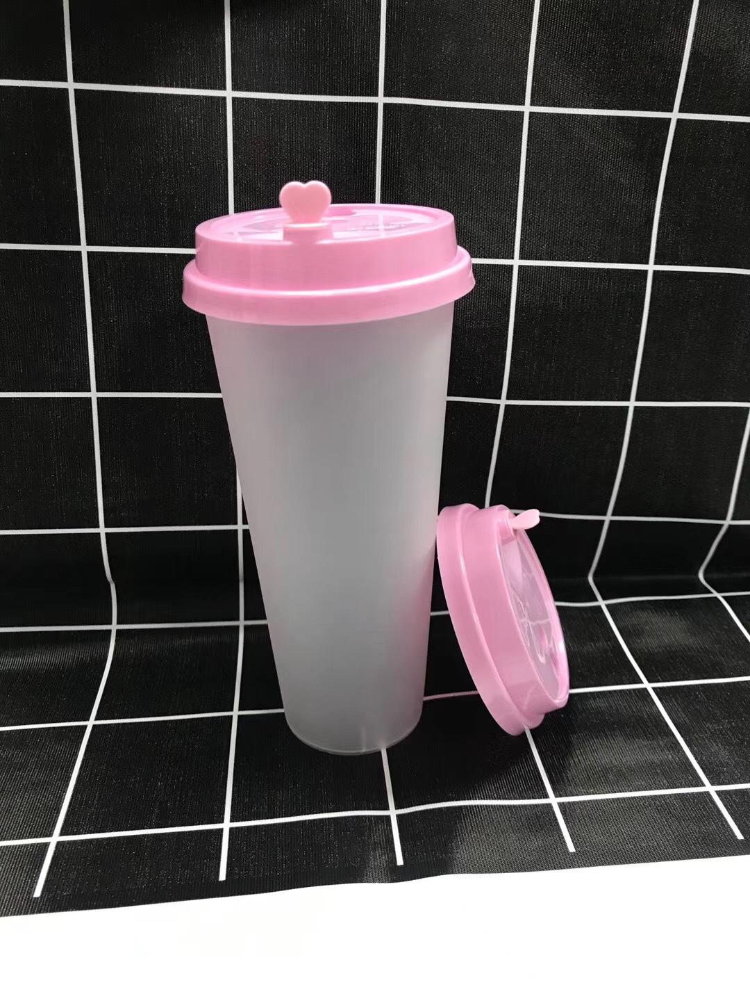 90口径一次性PP奶茶杯盖带红心塞