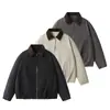Yidao Vintage 2026 Otoño Nuevo Retro Estilo Granero Chaqueta para Hombre Color Bloque Americano Cuello Solapa Holgada Casual Exterior
