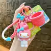 Llavero de Muñeca Hello Kitty Vacaciones Tranquilas Auténtico Sanrio Cadena Creativa de Cuentas Colgante para Bolso de Pareja