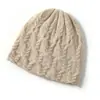 Cachemira 2026 Otoño/Invierno Nuevo Estilo para Mujer de Gama Alta Color Sólido Tejido Calidez para Exteriores Jacquard Gorro de Pescador Gorro Tejido Casual