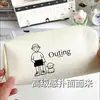 Estuche para Lápices de Estudiante de Pie Estilo Japonés, Estuche de Lona Simple, Estuche de Gran Capacidad con Patrón Imprimible