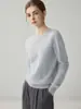 Suéter 100% cachemira pura para mujer, otoño e invierno, cuello redondo plano, tejido sin costuras, top base ajustado