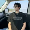 Camiseta de manga corta de moda con diseño de cremallera y estampado de letras estilo americano para hombre, top holgado de talla grande moderno para verano