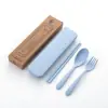 Juego portátil de vajilla de trigo de tres piezas Juego de vajilla de paja de trigo Tazón Taza plato plato palillos tenedor palillos trigo juego de seis piezas