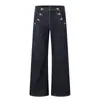 Jeans de Pierna Recta Azules de Mezclilla Cruda Estilo Americano con Bolsillo y Botón para Hombre, Marca de Moda, Corte Holgado, Versátiles, Pantalones de Pierna Ancha de Nicho
