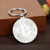 Cadena para llaves de metal con forma de moneda de Bitcoin, moneda virtual, colgante para llaves, moneda conmemorativa, origen transfronterizo