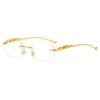 Gafas de Sol Cuadradas Decorativas sin Marco de Guepardo para Hombres y Mujeres, Gafas de Metal con Cabeza de Leopardo, Gafas Transfronterizas, Gafas de Sol con Protección UV400