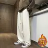 Pantalones de Chándal Blancos Casuales de Pana Holgados Rectos de Pierna Ancha de Moda para Hombre de Primavera y Otoño